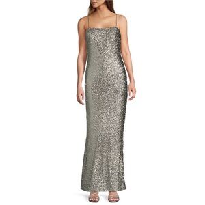 NWT Antonio Melani Reese Sequin Square Neck Sleveless Maxi A-Line Dress Sz 2